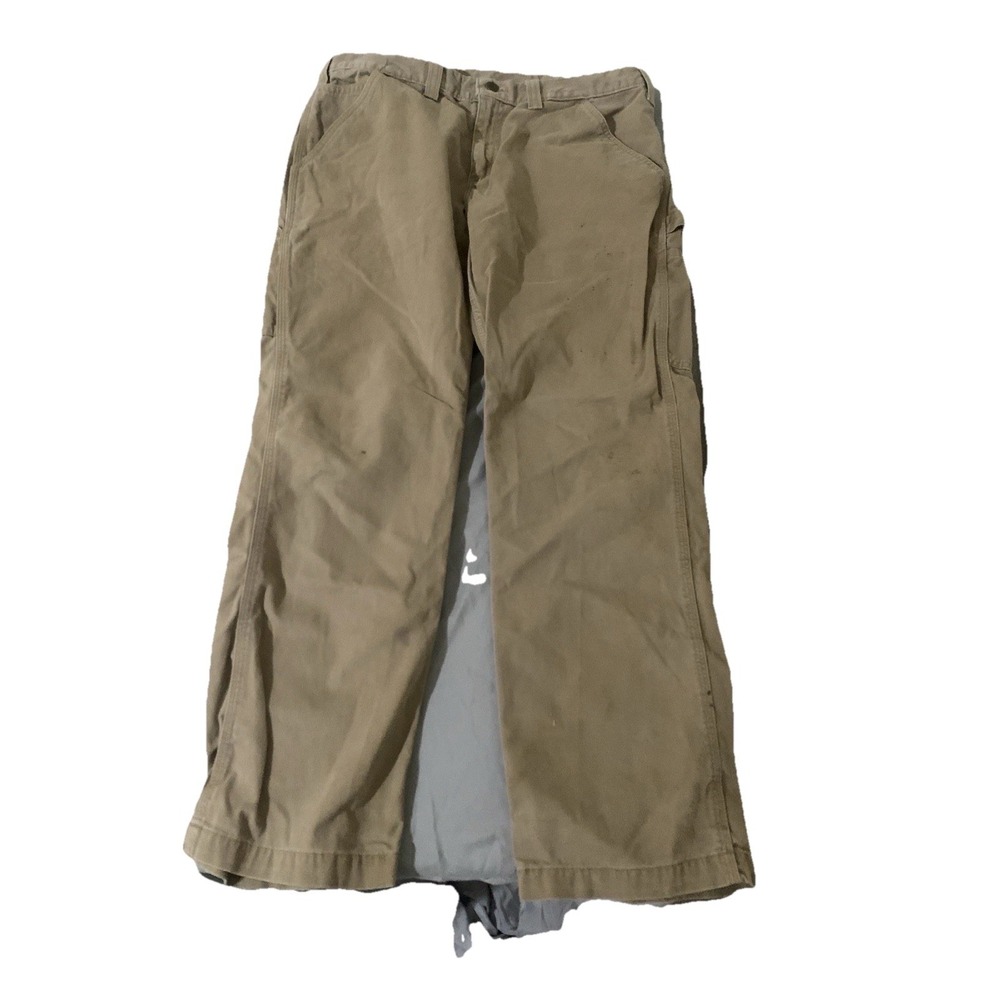 Carhartt B324 DKH Washed Duck Work Dungaree Pants Khaki Tan 36x30 Loose Fit